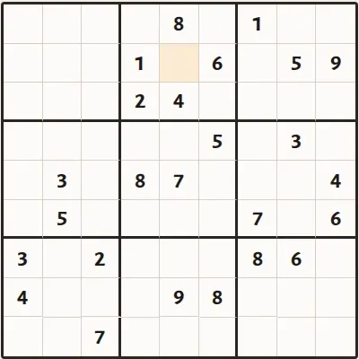A Pencilmark sudoku grid with one cell highlighted